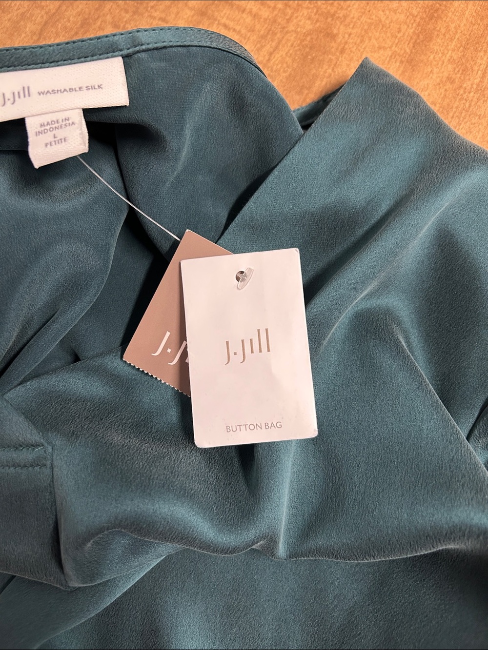NWT J. Jill 100% Silk Long Sleeve Top Blouse LP Large Petite Work Casual - Picture 6 of 16